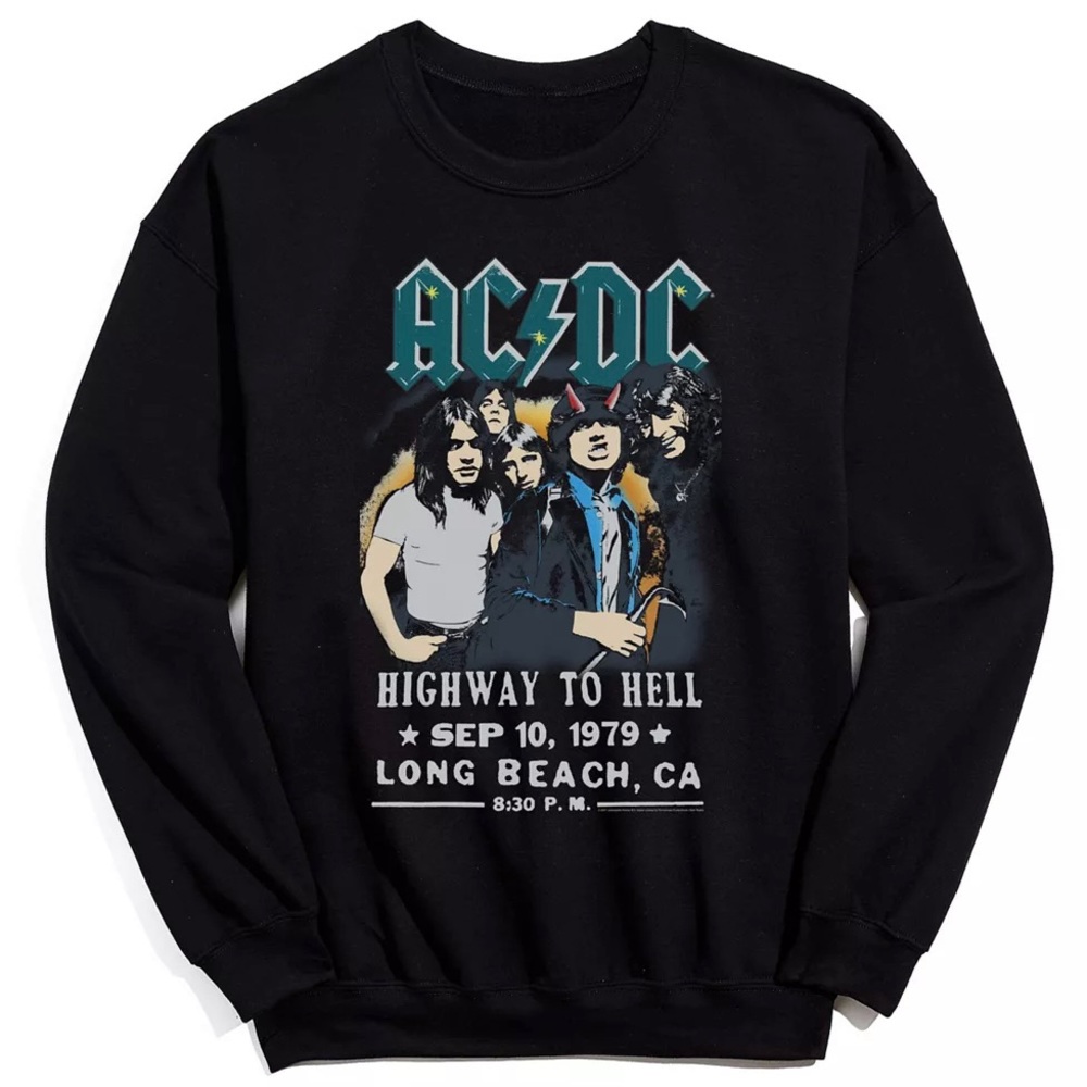 Urban Outfitters AC/DC Highway To Hell Poster Graphic Band Sweatshirt